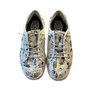 Hey Dude White and Black Sneakers M7/W9